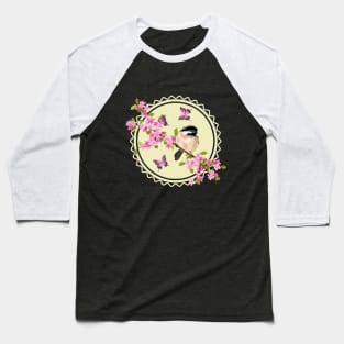 Spring Flowers And Bird Art Baseball T-Shirt